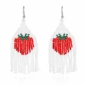 Handmade beaded strawberry tassel earrings with ethnic style for summer fashion. - Apple Style (EA1877)