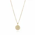 Detailed view of the gold-plated letter G pendant necklace with sparkling cubic zirconia. - Letter G (NE0416)