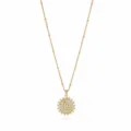 Gold-plated letter L pendant necklace with sparkling cubic zirconia and delicate beaded chain. - Letter L (NE0416)