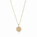 Gold letter Q pendant necklace featuring sparkling zircon stones and delicate beaded chain design. - Letter Q (NE0416)
