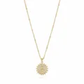 Gold-plated initial S pendant necklace featuring sparkling cubic zirconia sunburst design. - Letter S (NE0416)