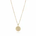 Close-up detail view of the gold letter pendant necklace, sparkling cubic zirconia stones. - Letter U (NE0416)