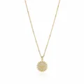 Detailed close-up view of a gold-plated initial W pendant necklace sparkling with zircon. - Letter W (NE0416)
