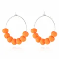 Orange polymer clay bead hoop earrings for women, simple candy color stylish jewelry detail. - Regular Style (EA1903) / Orange