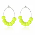 Neon yellow clay bead hoop earrings for women, simple candy color circle ear jewelry detail - Regular Style (EA1903) / Yellow