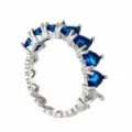 Elegante anello aperto regolabile color argento con pietre di zircone blu vivo dettaglio. - Aperto Regolabile / Stile 1 (R0022) / Argento Blu