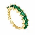 Anello cuore in zircone verde alla moda, anello aperto regolabile placcato oro per gioielli. - Aperto Regolabile / Stile 1 (R0022) / Colore Oro Verde