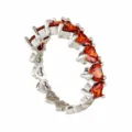 Fashion colorful zirconia ring with heart cutouts, elegant silver-plated adjustable finger jewelry. - Adjustable Open / Style 1 (R0022) / Silver Red