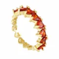 Gold orange heart zircon ring, stylish fashion metal jewelry for women daily wear accessories. - Adjustable Open / Style 1 (R0022) / Gold and Red