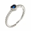 Silver color adjustable heart blue zircon ring fashion minimalist open ring jewelry gift - Adjustable Open / Style 3 (R0022) / Silver Blue
