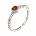 Fashion open adjustable heart zircon ring for women minimalist style silver color finger jewelry - Adjustable Open / Style 3 (R0022) / Silver Red