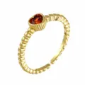 Gold Heart Red Zircon Ring Adjustable Open Band Fashion Jewelry For Women Daily Wear - Adjustable Open / Style 3 (R0022) / Gold and Red