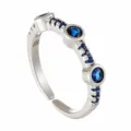 Adjustable silver-tone ring featuring striking blue cubic zirconia stones for women. - Adjustable Open / Style 4 (R0022) / Silver Blue