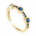Gold-plated open adjustable ring featuring bright blue round zircon stones and pavé details. - Adjustable Open / Style 4 (R0022) / Gold Blue