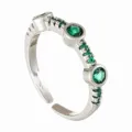 Adjustable silver ring with green cubic zirconia stones for women fashion jewelry - Adjustable Open / Style 4 (R0022) / Silver Green