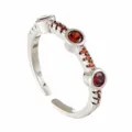 Adjustable silver tone ring with red zircon stones and pave diamond details for women fashion wear - Adjustable Open / Style 4 (R0022) / Silver Red