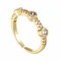 Gold-plated adjustable open ring featuring sparkling cubic zirconia stones for women fashion jewelry. - Adjustable Open / Style 4 (R0022) / Gold White