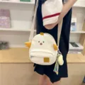 Carina borsa a tracolla in tela con motivo di pollo per ragazze studenti uso quotidiano - Borsa Singola / Bianco