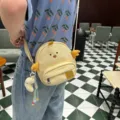 Simpatica borsa a tracolla con pulcino giallo per donne e bambini, borsa morbida in tela. - Borsa Singola / Giallo