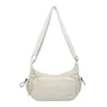Borsa a tracolla impermeabile in nylon beige da donna, borsa casual per uso quotidiano. - Bianco