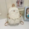 Korean style casual student backpack, cute large capacity nylon daypack for daily school use. - White
