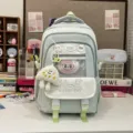 Niedlicher ästhetischer Schulrucksack große Kapazität Ita-Tasche mit Netztasche und süßem Stil. - Nur Tasche (Kein Anhänger) / Grün