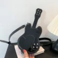 Black patent leather guitar shaped shoulder bag, unique cool crossbody bag for women. - Guitar Shape / Black