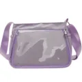 Light purple crossbody itabag with transparent mesh front pocket, casual daily shoulder bag for women - Light Purple / With Insert Board