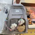 Zaino ita trasparente grigio per ragazze e studenti, borsa scolastica con graziosi ciondoli di peluche - Borsa Singola (Senza Bambola) / Grigio chiaro