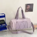 Lightweight purple gym duffel bag, versatile large capacity travel yoga bag with shoulder strap. - Light Purple