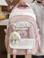 Schöner rosa weißer College Schulrucksack große Kapazität Canvas Rucksack für Schüler. - Nur Tasche (Kein Anhänger) / Rosa