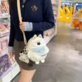 Joli sac bandoulière chien de dessin animé pour femmes style japonais avec pendentif en peluche. - Sac Seul / Blanc
