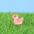 Pink resin duck figurine, miniature micro landscape ornament, cute desktop decoration accessory. - Coral Pink