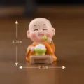 Mignonne petite figurine de moine miniature en résine zen ornement pour bureau voiture - N° 7 manger