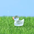 Mini luminous resin duck figurine for micro landscape decor, cute DIY craft ornament 1.7cm - Clear White