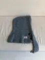Grey knitted balaclava hood scarf all-in-one winter warm student fashion hat detail. - Gray