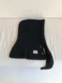 Black wool knit balaclava hooded scarf winter warm fashion hat detailed shot view - Black