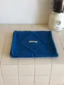 Blauer Strickschal Damen Winter warmer Knopf Schal einfarbig Rautenmuster weich - Saphirblau
