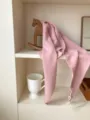 Bufanda triangular de pura lana rosa tejida invierno cálido estilo coreano chal detalle - Rosa