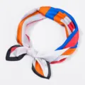 Colorful geometric silk scarf, elegant square design for women, versatile accessory. - 70x70cm / Black