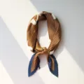 Korean retro pleated small square scarf for women, elegant neckerchief and versatile accessory. - 12