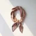 Pleated square scarf detail showing delicate pink gradient texture and fine folds for women - 11