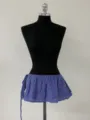 Blauw wit ruit wikkelrok vrouwen mode minirok schattige decoratieve taille laag rok - 80x20cm-E110P / Blauw