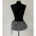 Zwart-wit ruitjes wikkelrok taille verlenger modieuze minirok erg stijlvolle streetwear. - 80x20cm-E110P / Zwart