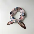 Elegant pleated women square scarf with retro print, soft silk feel neckerchief for daily wear. - 24