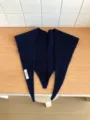 Solid color wool triangular scarf winter warm retro knitted neck wrap shawl 100% wool - Navy Blue