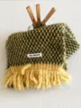 Korean soft fuzzy fringe scarf winter warm checkered shawl for women fashion daily wear style - Yellow