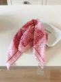 Pink cotton bandana scarf featuring red paisley and polka dot print, stylish chic neckerchief. - 58x58cm Size / Pink