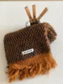 Cozy brown patterned knit tassel scarf for women, soft winter warm chic shawl accessory. - Orange Red