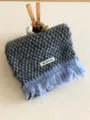 Cozy blue houndstooth tassel scarf detail, soft winter warm fashion accessory for women. - Blue
